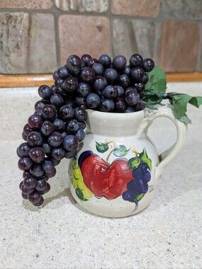 Casey Pottery Marshall TX Small Stoneware Pitcher Fruit Design Farmhouse Decor